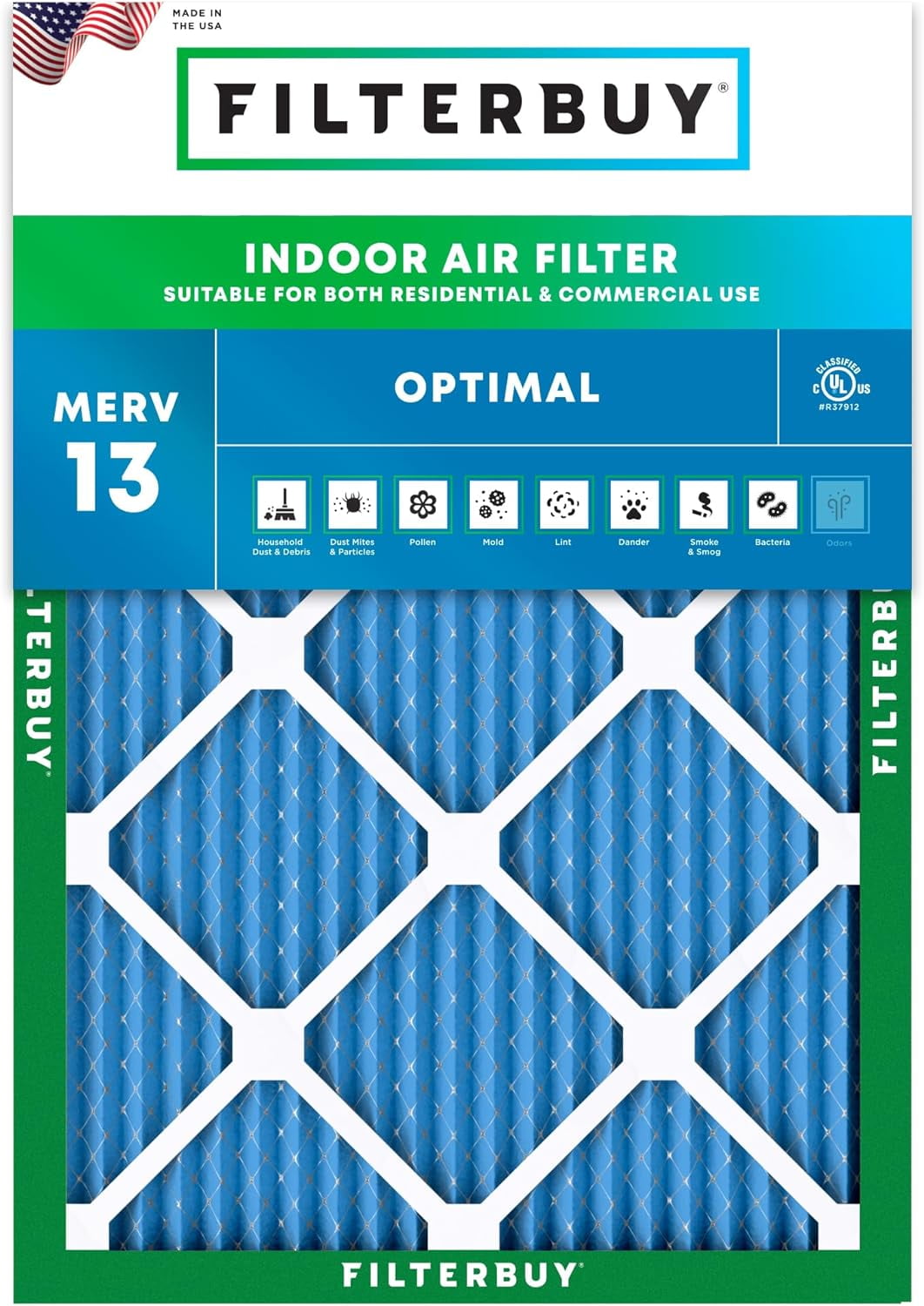 Filterbuy 20x23x1 MERV 13 Health Defense, Pleated HVAC AC Furnace Air ...