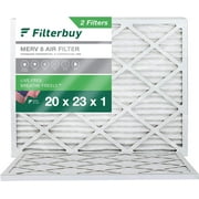 Filterbuy 20x23x1 MERV 8 Pleated HVAC AC Furnace Air Filters (2-Pack)