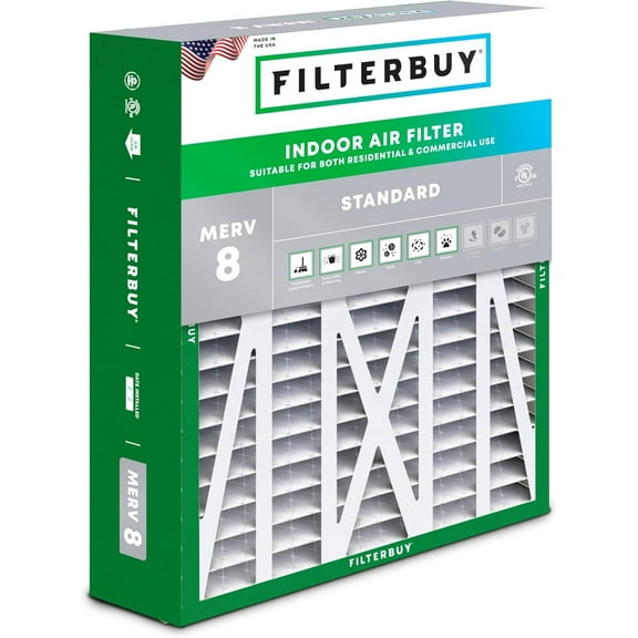 Filterbuy 20x23x5 MERV 8 Dust Defense, Pleated HVAC AC Furnace Air Filters for Bryant, Carrier, BDP, Day & Night, and Payne (1-Pack)