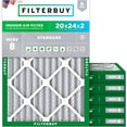 thumbnail image 1 of Filterbuy 20x24x2 MERV 8 Dust Defense, Pleated HVAC AC Furnace Air Filters (6-Pack), 1 of 10
