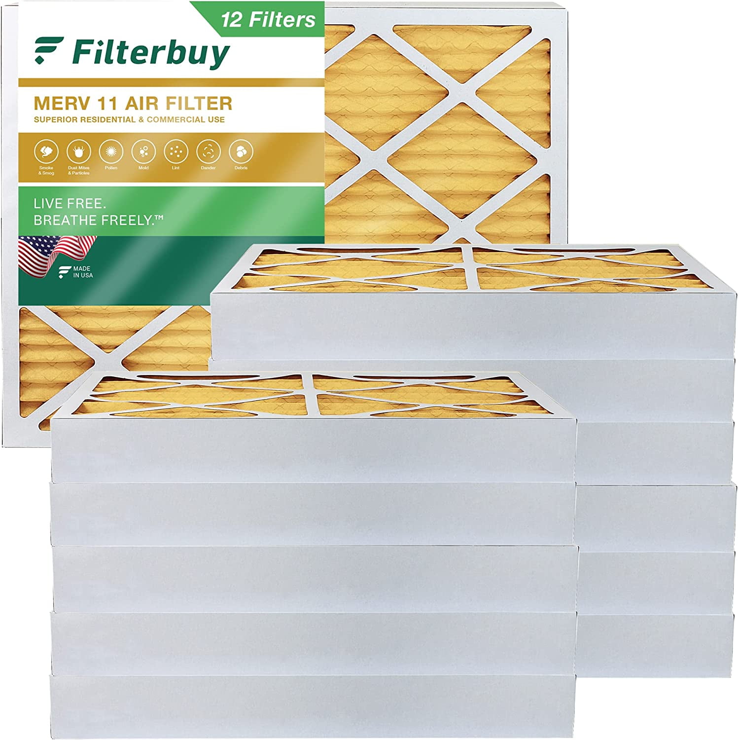 Filterbuy 20x24x4 MERV 11 Pleated HVAC AC Furnace Air Filters (12Pack