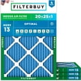 thumbnail image 1 of Filterbuy 20x25x1 MERV 13 Health Defense, Pleated HVAC AC Furnace Air Filters (4-Pack), 1 of 10