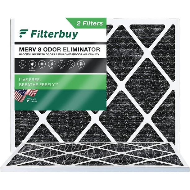 Filterbuy 20x25x1 MERV 8 Odor Eliminator Pleated HVAC AC Furnace Air