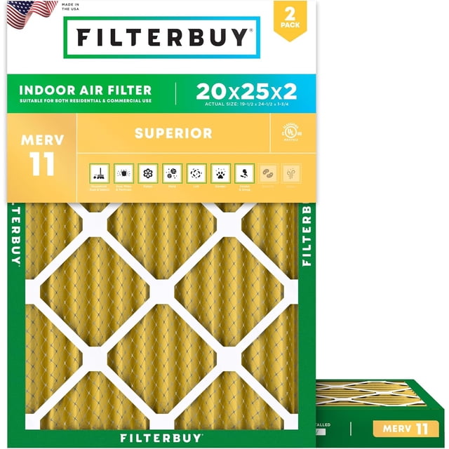 Hvac System Labels Filterbuy 20x25x2 MERV 11 Pleated HVAC AC Furnace Air Filters, 95% ...