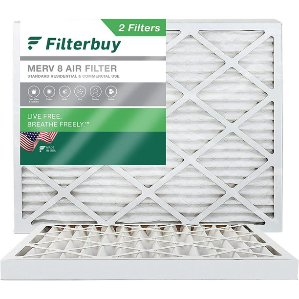Filterbuy 20x25x2 MERV 8 Pleated HVAC AC Furnace Air Filters (2Pack