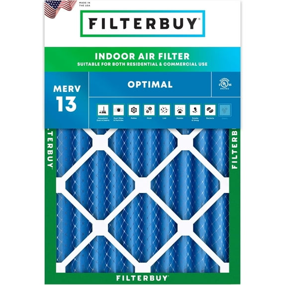 Filterbuy 20x25x4 MERV 13 Health Defense, Pleated HVAC AC Furnace Air Filters (1-Pack)