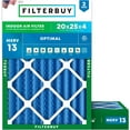thumbnail image 1 of Filterbuy 20x25x4 MERV 13 Health Defense, Pleated HVAC AC Furnace Air Filters (2-Pack), 1 of 10