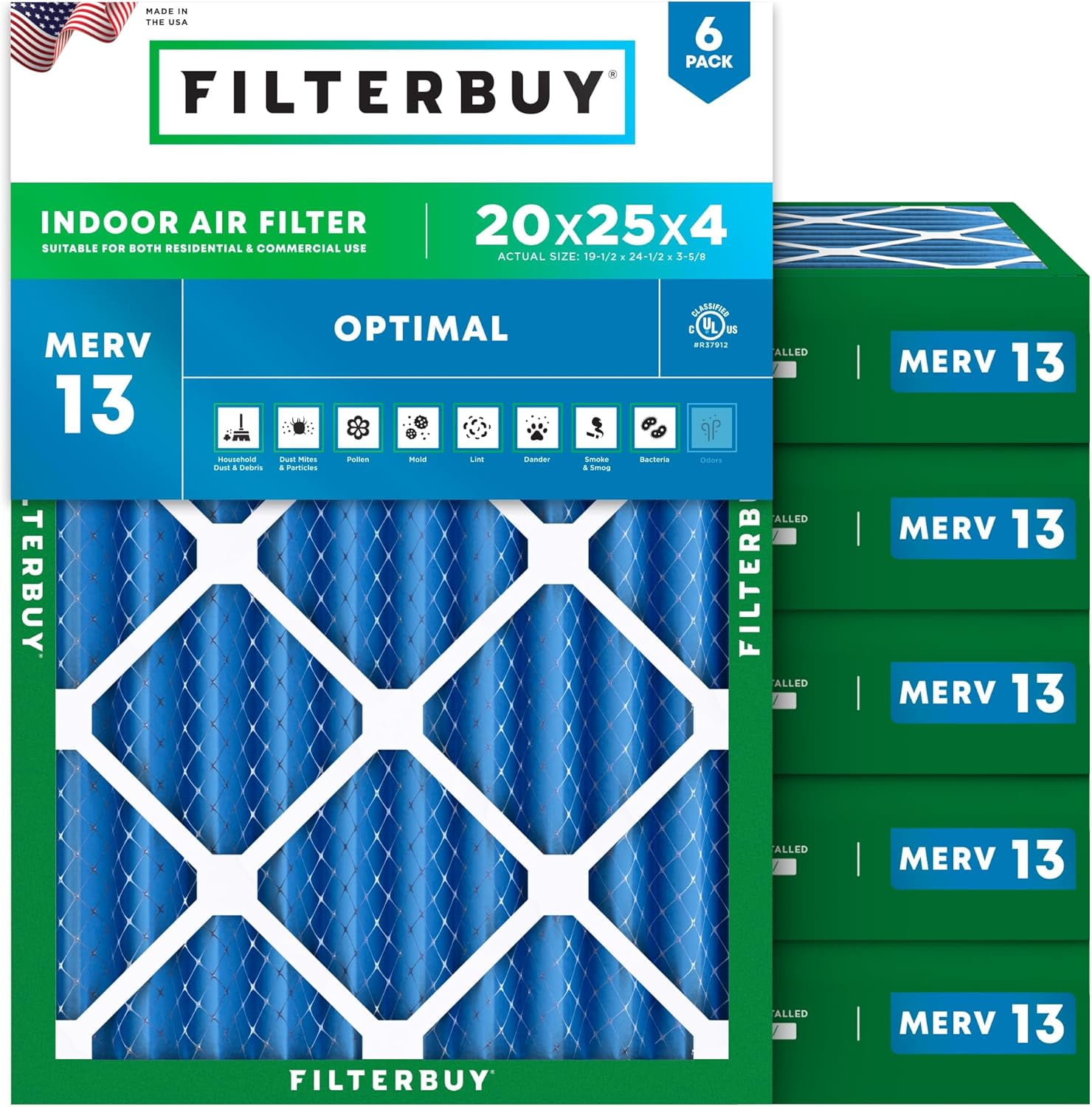 K&N HVAC Filter 20 x 25 x 4, MERV 13 main image 1