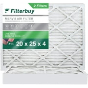 Filterbuy 20x25x4 MERV 8 Pleated HVAC AC Furnace Air Filters (2-Pack)