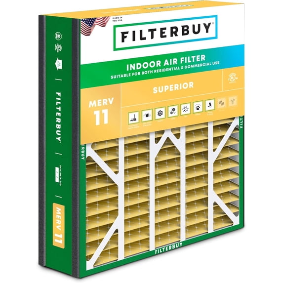 Filterbuy 20x25x5 Air Filter MERV 11 Allergy Defense, Pleated HVAC AC Furnace Filter Replacement for Trion Air Bear & More, 1-Pack