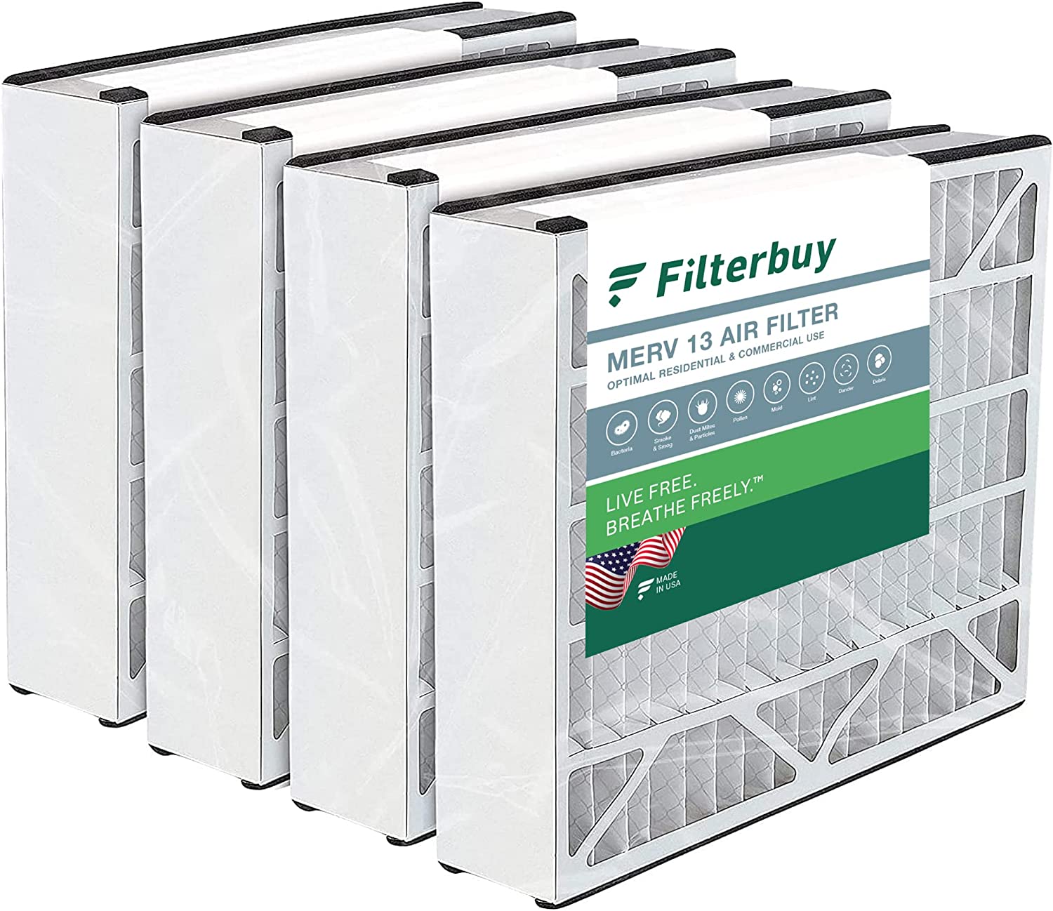 Filterbuy 20x25x5 MERV 13 Pleated HVAC AC Furnace Air Filters for Trion