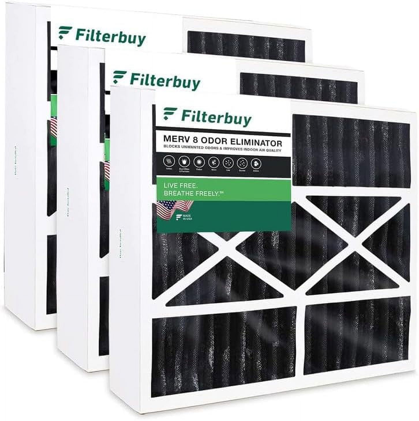 Filterbuy 20x25x5 MERV 8 Odor Eliminator Pleated HVAC AC Furnace Air
