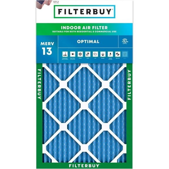 Filterbuy 20x30x1 MERV 13 Health Defense, Pleated HVAC AC Furnace Air Filters (1-Pack)