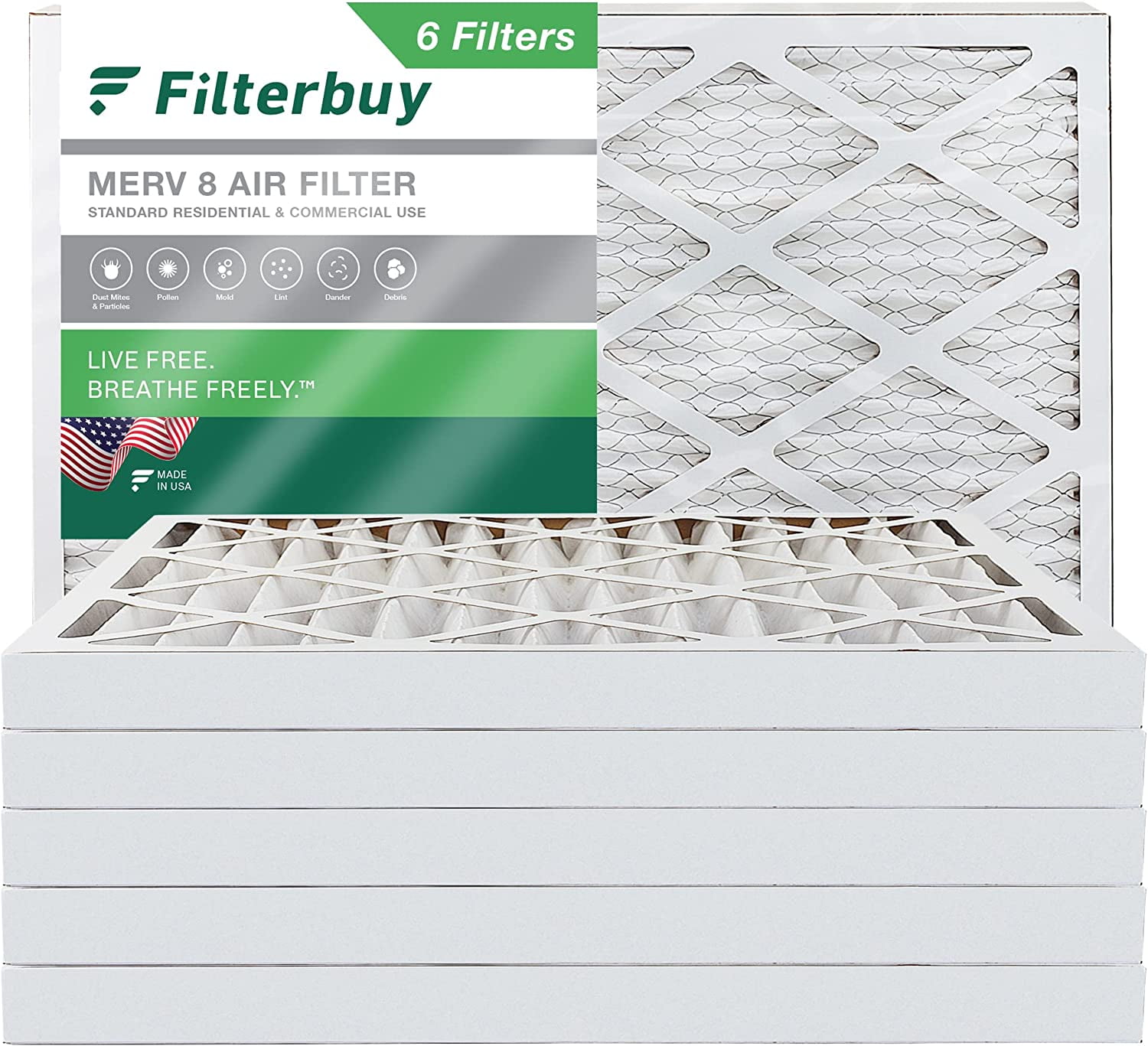 Filterbuy 10x12x1 Air Filter MERV 11 Allergen Defense (2-Pack), Pleated