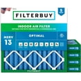 thumbnail image 1 of Filterbuy 21x21x2 Air Filter MERV 13 Smoke Defense, Pleated HVAC AC Furnace Filter Replacement, 5-Pack, 1 of 7