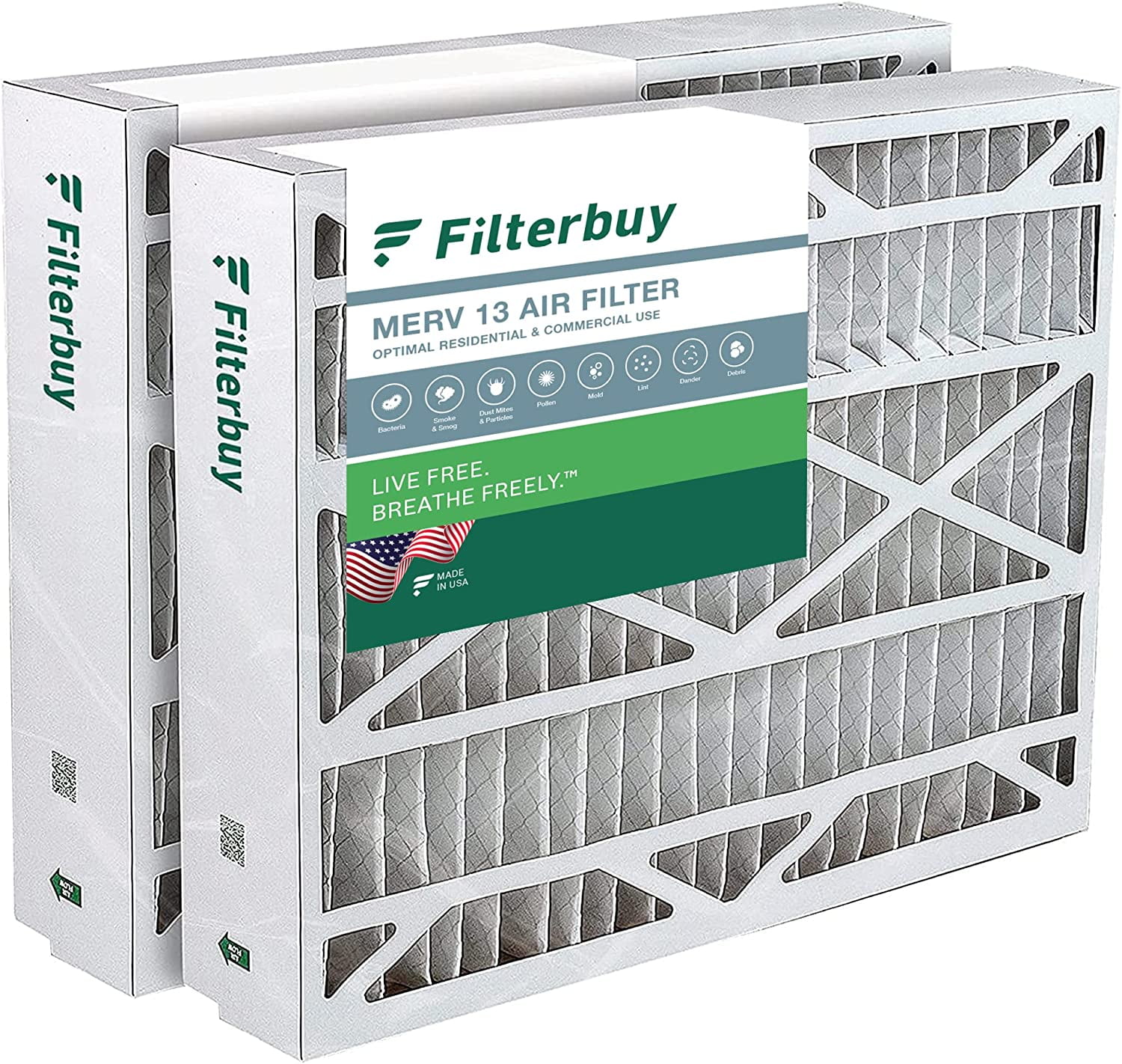 Filterbuy 21x21x5 MERV 13 Pleated HVAC AC Furnace Air Filters for Rheem