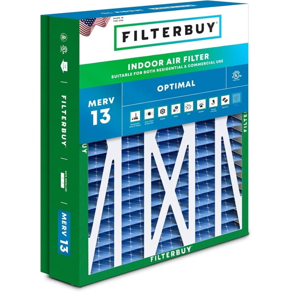 Filterbuy 21x23.5x5 Air Filter MERV 13 Smoke Defense, Pleated HVAC AC Furnace Filter Replacement for Trane Perfect Fit & American Standard, 1-Pack