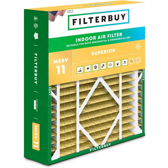 Filterbuy 21x24.5x5 Air Filter MERV 11 Allergy Defense, Pleated HVAC AC Furnace Filter Replacement for Rheem, Ruud & Protech, 1-Pack
