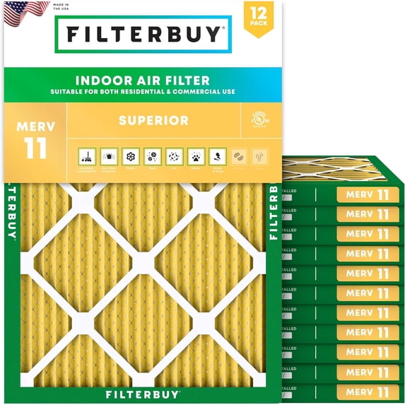 Filterbuy 23.25x29.25x1 Air Filter MERV 11 Allergy Defense, Pleated HVAC AC Furnace Filter Replacement, 12-Pack