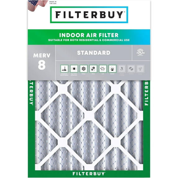 Filterbuy 23.5x25x4 Air Filter MERV 8 Dust Defense, Pleated HVAC AC Furnace Filter Replacement, 1-Pack