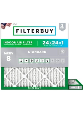 Filterbuy 24x24x1 Air Filter  1-Pack , Pleated MERV 8 Dust Defense Replacement Hvac Ac Furnace Filters Actual Size 23 38 X 23 38 X 0 75