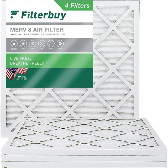 Filterbuy 24x24x1 MERV 8 Pleated HVAC AC Furnace Air Filters (4Pack