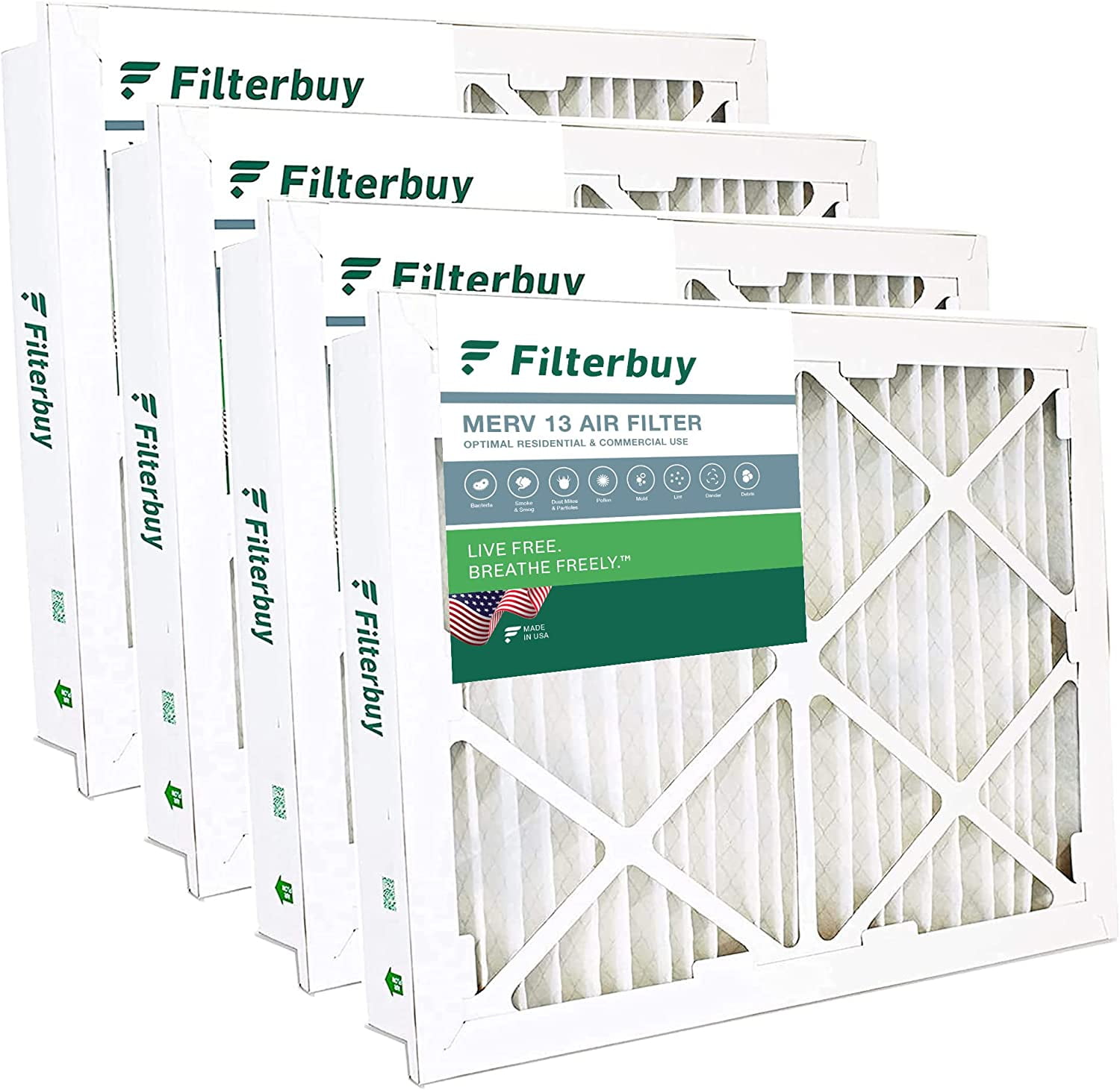 Filterbuy 24x24x5 MERV 13 Pleated HVAC AC Furnace Air Filters for