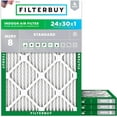 thumbnail image 1 of Filterbuy 24x30x1 MERV 8 Dust Defense, Pleated HVAC AC Furnace Air Filters (4-Pack), 1 of 10