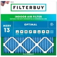 thumbnail image 1 of Filterbuy 25x25x1 Air Filter MERV 13 Smoke Defense, Pleated HVAC AC Furnace Filter Replacement, 1-Pack, 1 of 2