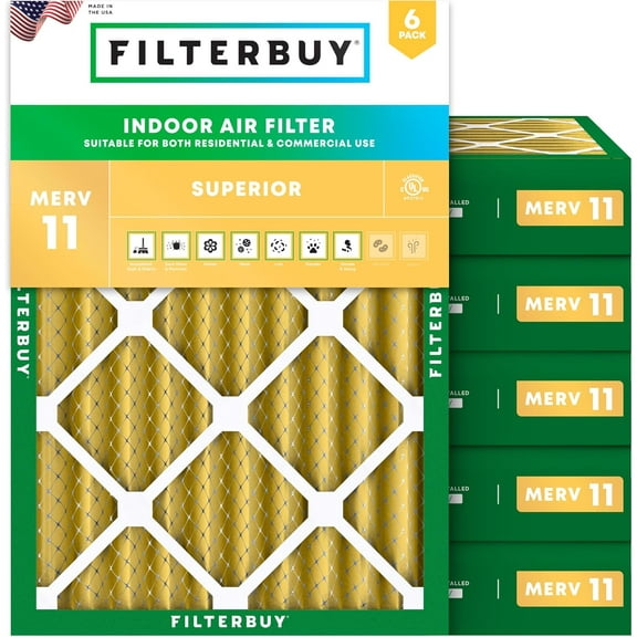 Filterbuy 25x28x4 MERV 11 Allergen Defense, Pleated HVAC AC Furnace Air Filters (6-Pack)