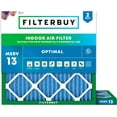 thumbnail image 1 of Filterbuy 30x30x1 Air Filter MERV 13 Smoke Defense, Pleated HVAC AC Furnace Filter Replacement, 2-Pack, 1 of 8