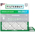 thumbnail image 1 of Filterbuy 30x30x1 MERV 8 Dust Defense, Pleated HVAC AC Furnace Air Filters (2-Pack), 1 of 10