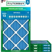 Filterbuy 8x16x1 Air Filter MERV 13 Smoke Defense, Pleated HVAC AC Furnace Filter Replacement, 4-Pack