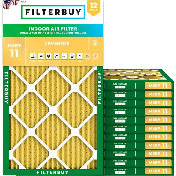 Filterbuy 9.75x23.75x1 MERV 11 Allergen Defense, Pleated HVAC AC Furnace Air Filters (12-Pack)