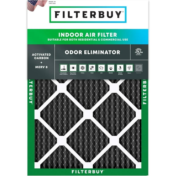 Filterbuy 18x20x1 MERV 8 Odor Eliminator, Pleated HVAC AC Furnace Air Filters (1-Pack)