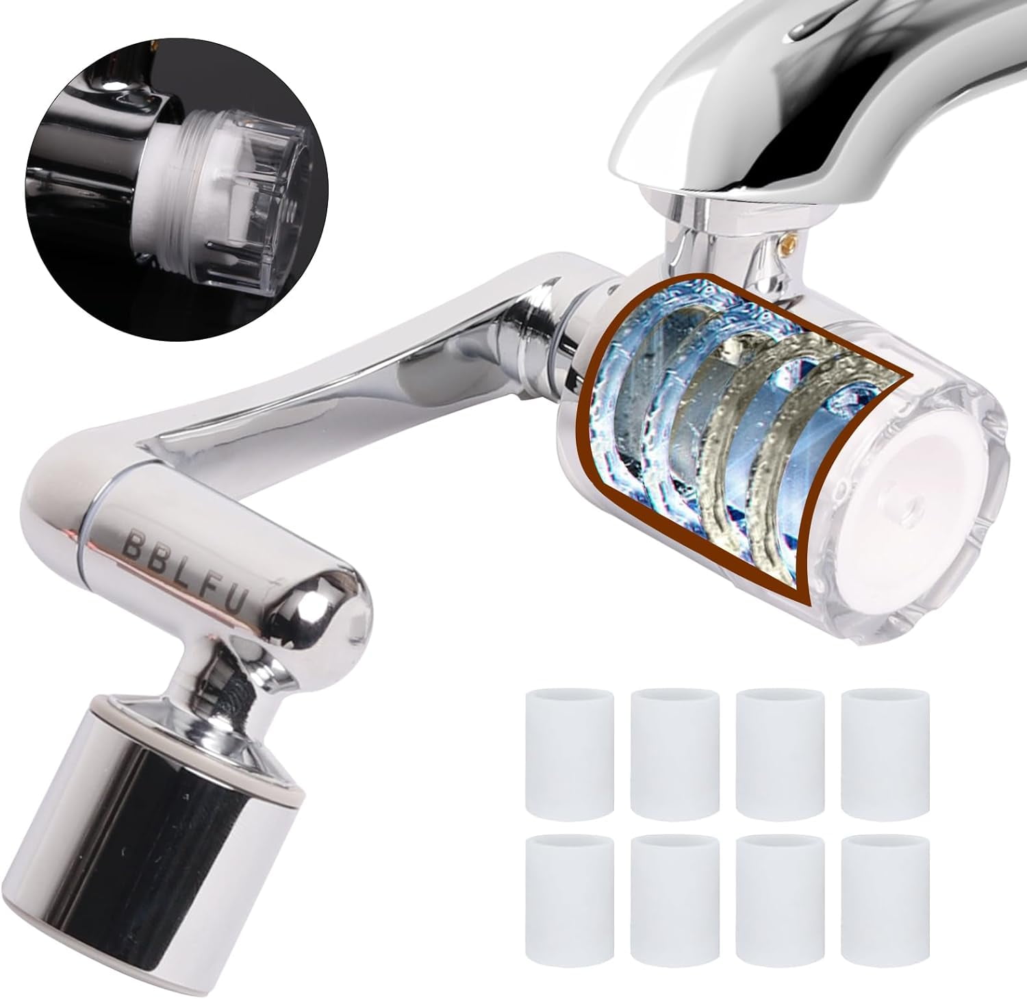 Filtered Faucet Aerator 1080° Rotating Extender Aerator,Bathroom Sink Filter for Bathroom Sink,Universal Splash Water For Skin/Eye/Face