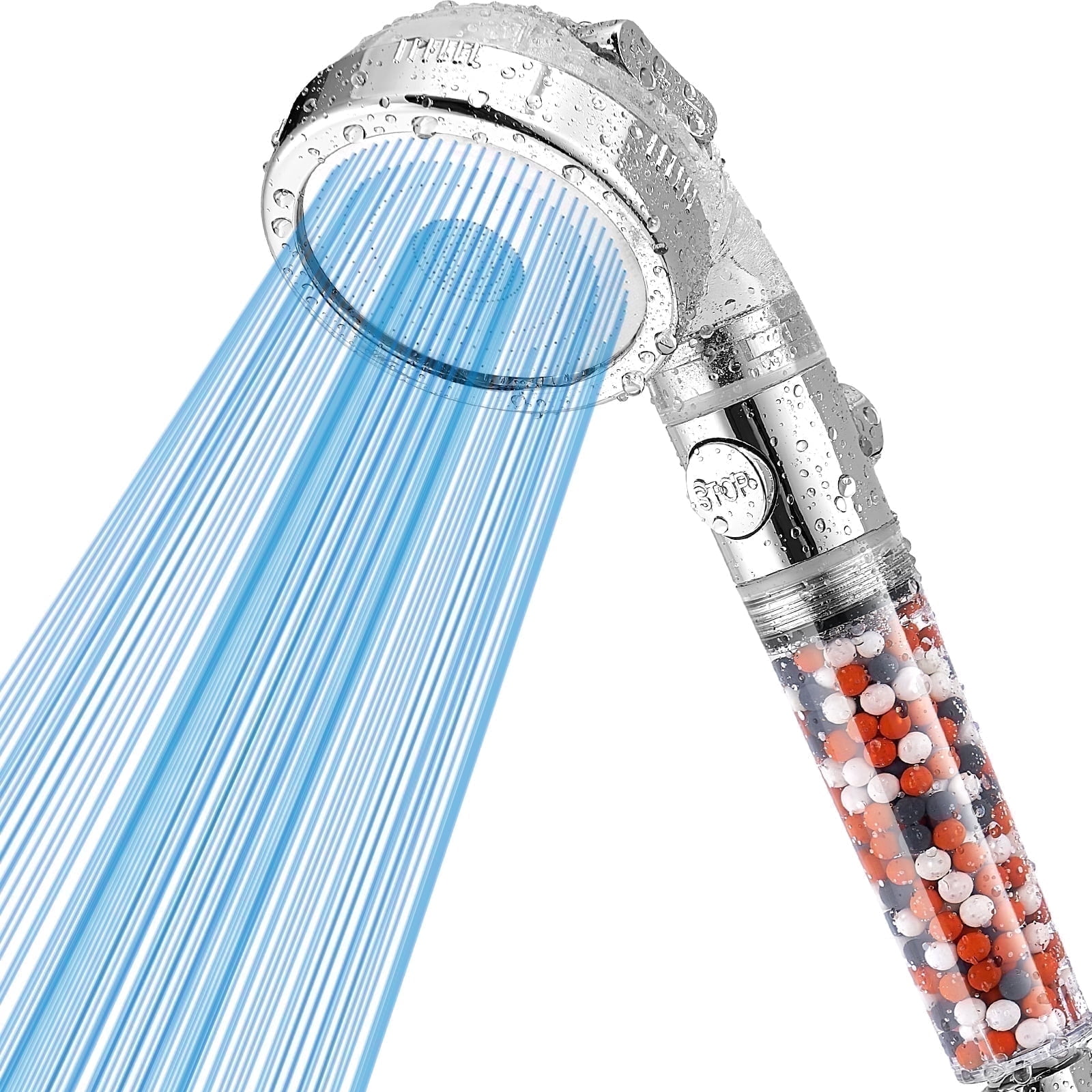 High Pressure Handheld Showerhead Filtered - Boost 2X Water Pressure, Soften Hard Water, Remove Chlorine, Reduces Skin Hair Dryness