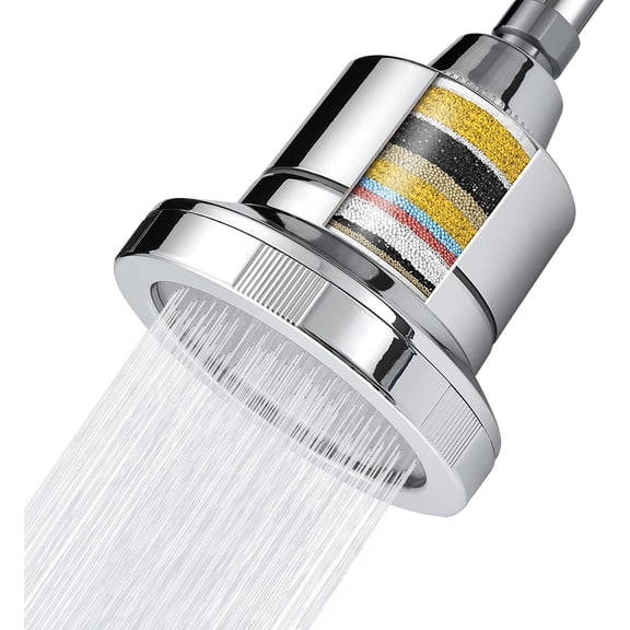 Filtered Shower - 20 Stage Luxury Rain Shower Filter For Hard Water for Remove Chlorine and Harmful Substances - 4.5" Round High Rainfall Showerhead ()