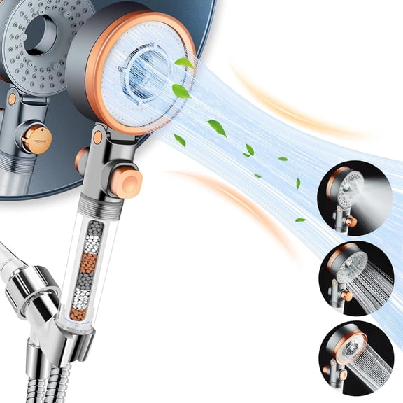 Filtered Shower with Handheld for and Hair Care, High Shower Heads with Filters for Hard Water, Hydro Jet Showerhead Set Includes Hose, Bracket and Mineral Beads