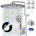thumbnail image 1 of Filtered Shower Head 12" Rain Shower Head with Handheld Spray Dual Filter for Hard Water Round Showerhead with 10 Setting Handheld Built-in 2 Power Wash +12" Shower Extension Arm,79" Hose & 4 Hooks, 1 of 5