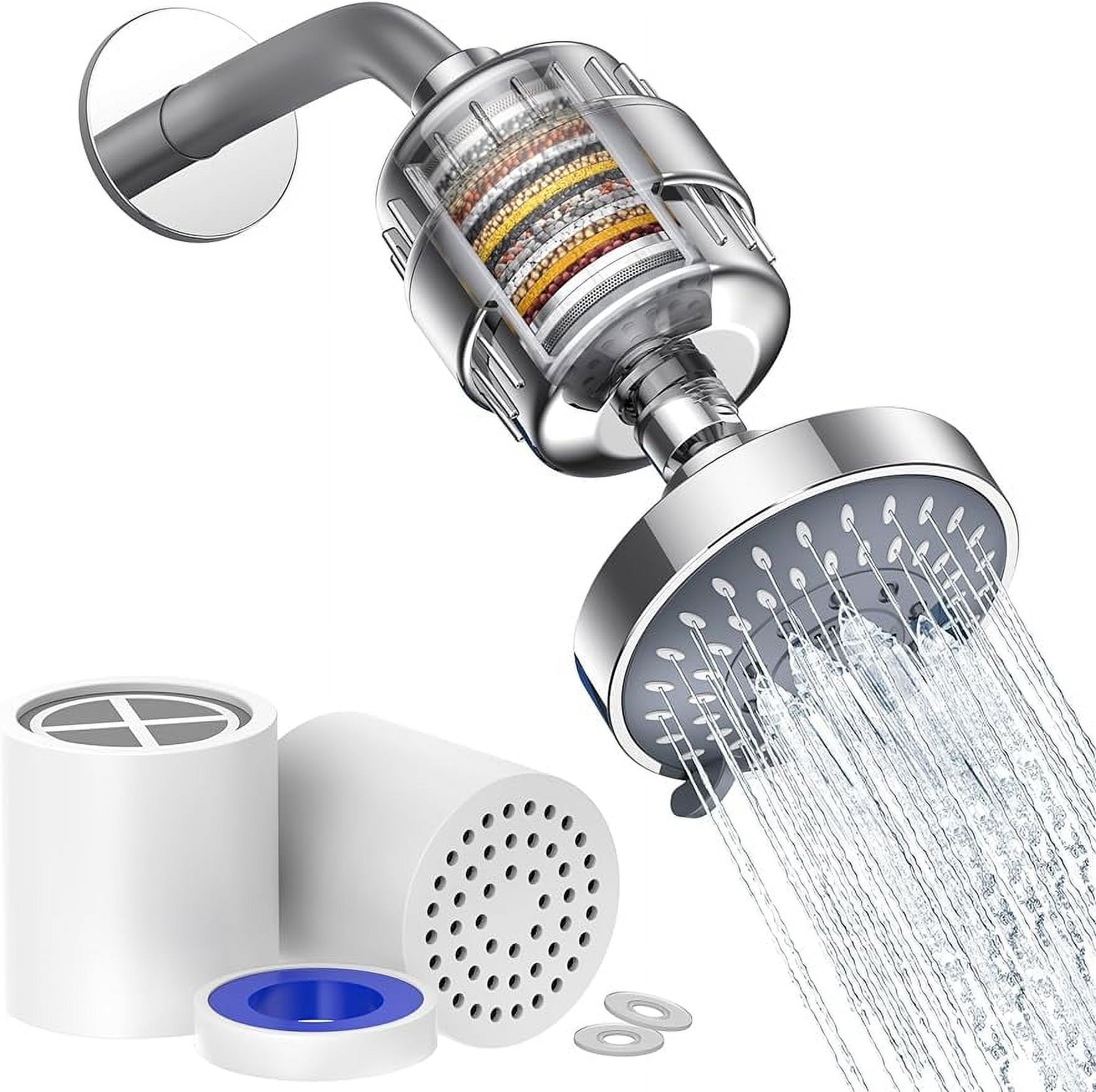Filtered Shower Head 20 Stage Shower Filter Combo High Pressure Rain