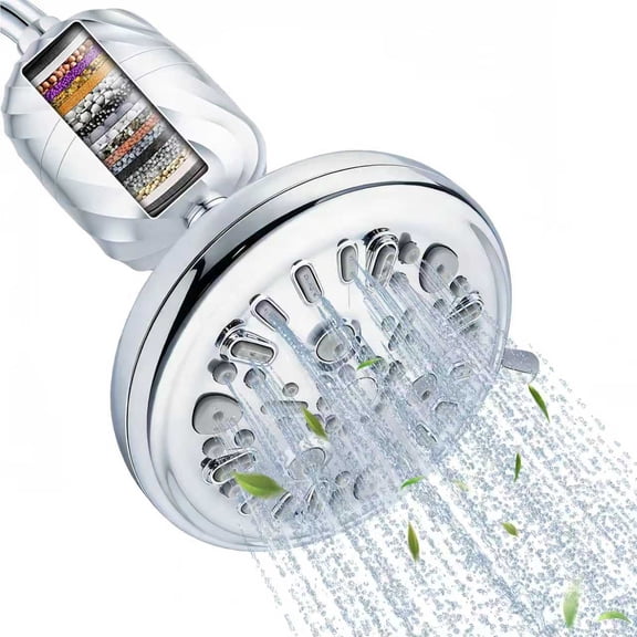 Filtered Shower Head with 24 Stage Filters Clean Hard Water to Remove Chlorine and Softener Improve Hair and Skin 7 Setting Spray Rainfall in High Pressure &High Output(5.5 Inch CHROME)