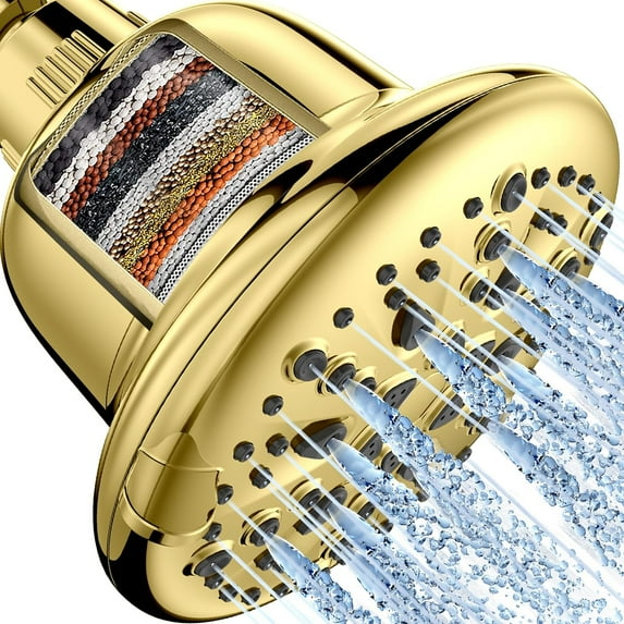 Filtered Shower Head, 7 Modes High Pressure Shower Heads - 16 Stage Shower Head Filter for Hard Water for Remove Chlorine and Harmful Substances (Midnight Black Matte, 5 Inch Round)