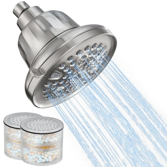 Filtered Shower Head 7 Spray Modes & 5.5" Rainfall Shower Head with 2 Filter Cartridges Brushed Nickel