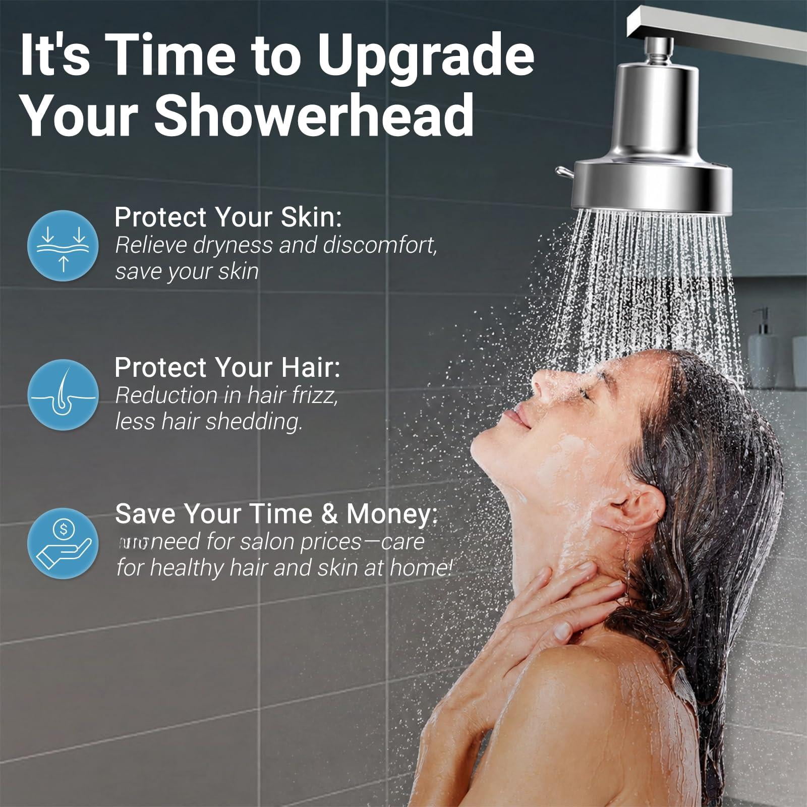 Filtered Shower Head Forier Hair & Skin - Removes Chlorine Heavy Metals ...