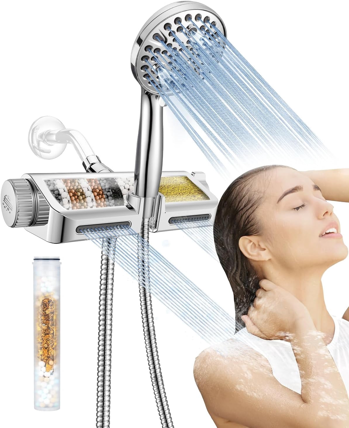 Filtered Shower Head with Handheld Combo - Dual 2-in-1 Spa System with ...