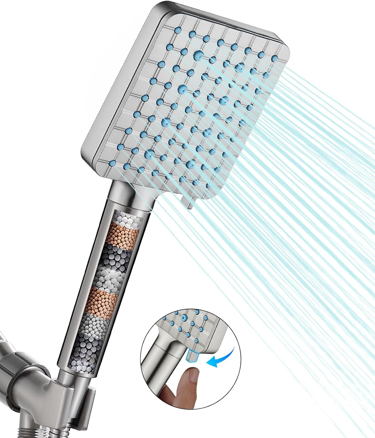 Filtered Shower Head with Handheld, High Pressure 6 Spray Mode ...
