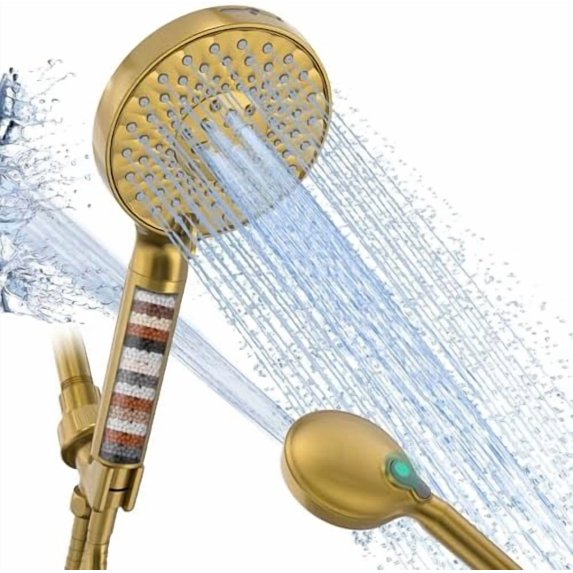 Filtered Shower Head with Handheld, High Pressure 9 Spray Mode Brushed ...