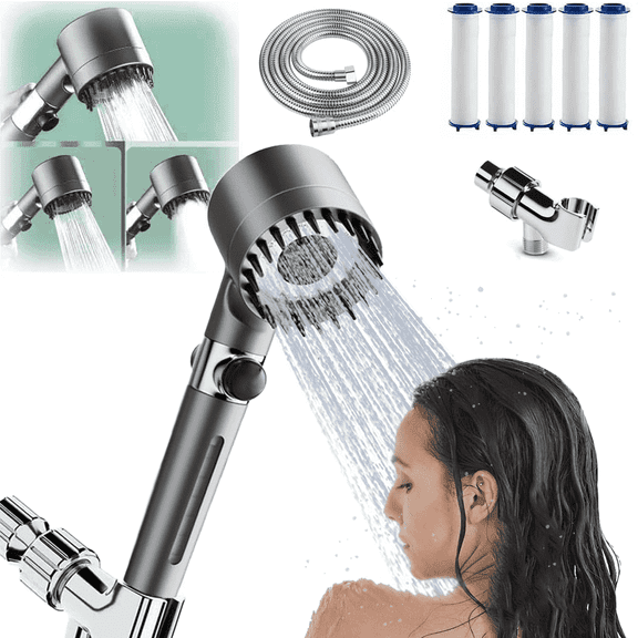 ZOWWKLLY Filtered Shower Head with Handheld, High pressure Shower Heads with Filters 3 Spray Modes with ON/OFF Switch for Hard Water, Power Wash for Bathroom Cleaning and Pets Bath
