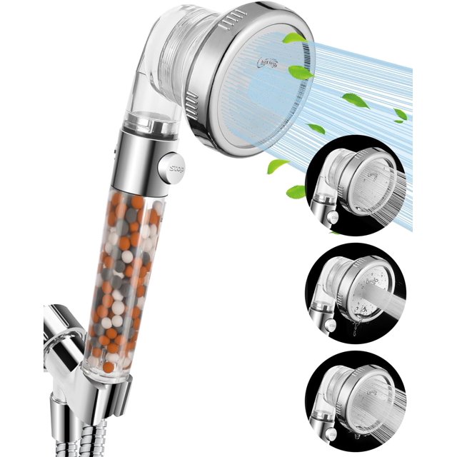 Filtered Shower Head for Hard Water with Stop, High Pressure 4Mode